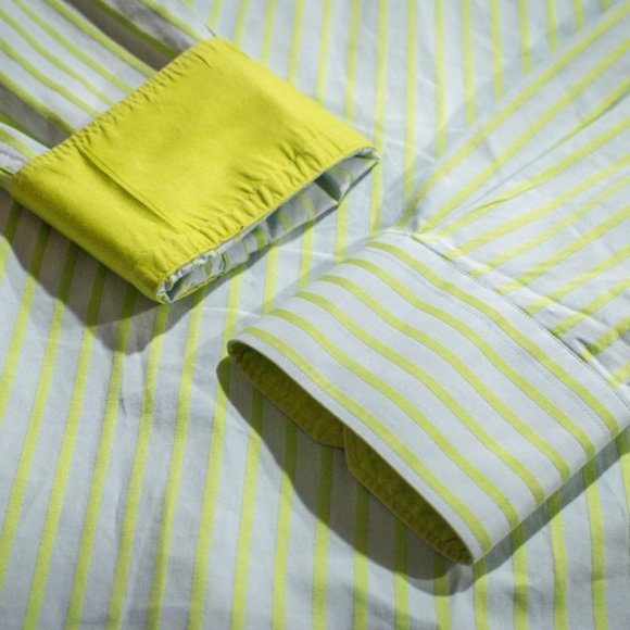 Stone Rose Lime Green White Casual Button-Up Shirt - Picture 8 of 8